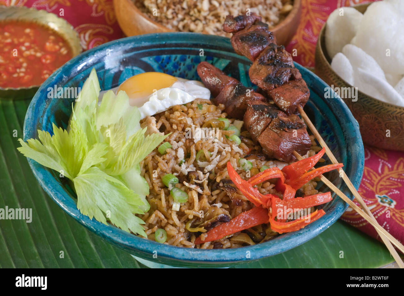 Nasi Goreng gebratener Reis Indonesien Südost-Asien Food Stockfoto