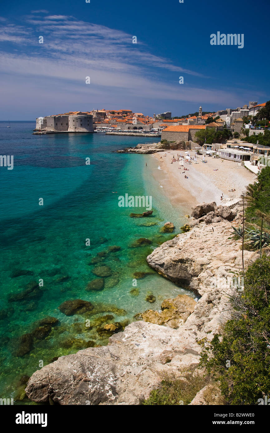 Der Strand am Hotel Excelsior Dubrovnik Kroatien Stockfoto