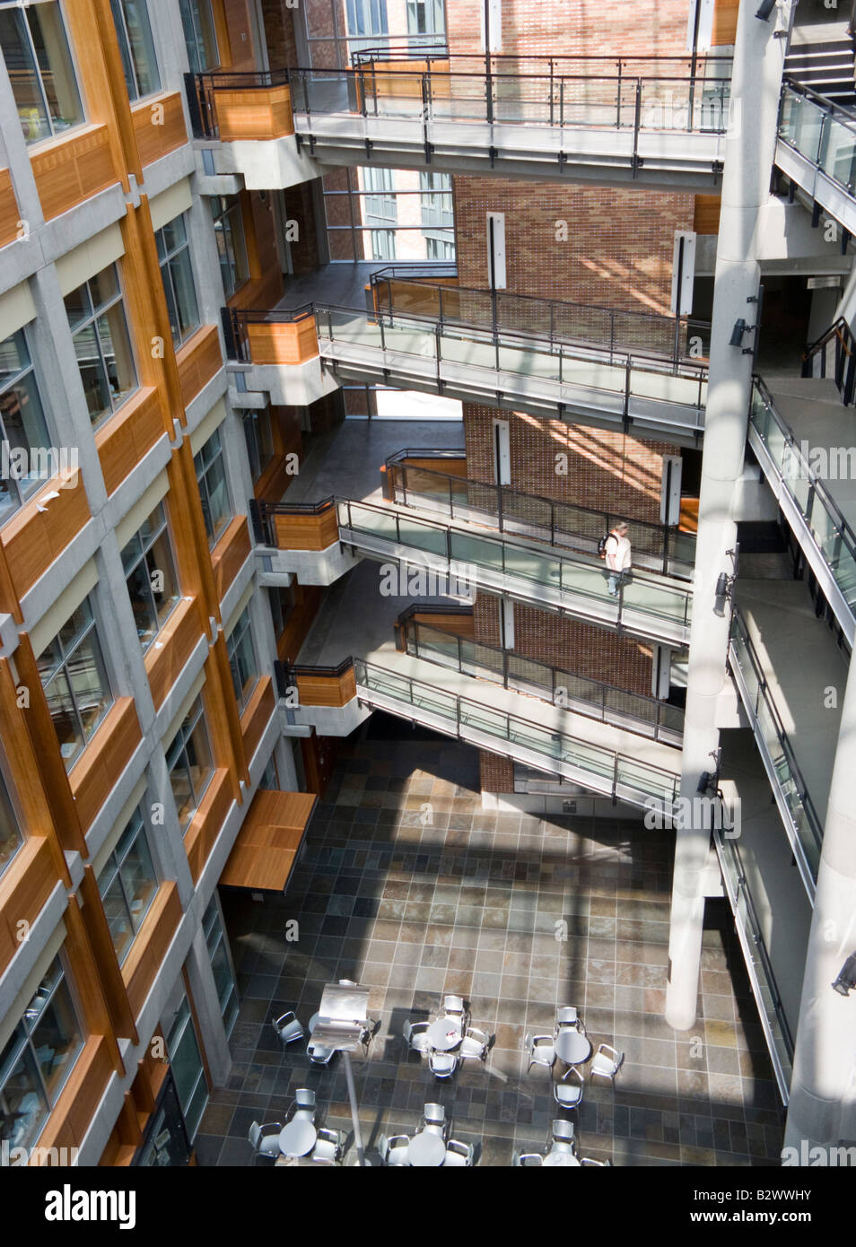 Glas-Atrium, Paul G. Allen Center for Computer Science & Engineering, University of Washington Stockfoto