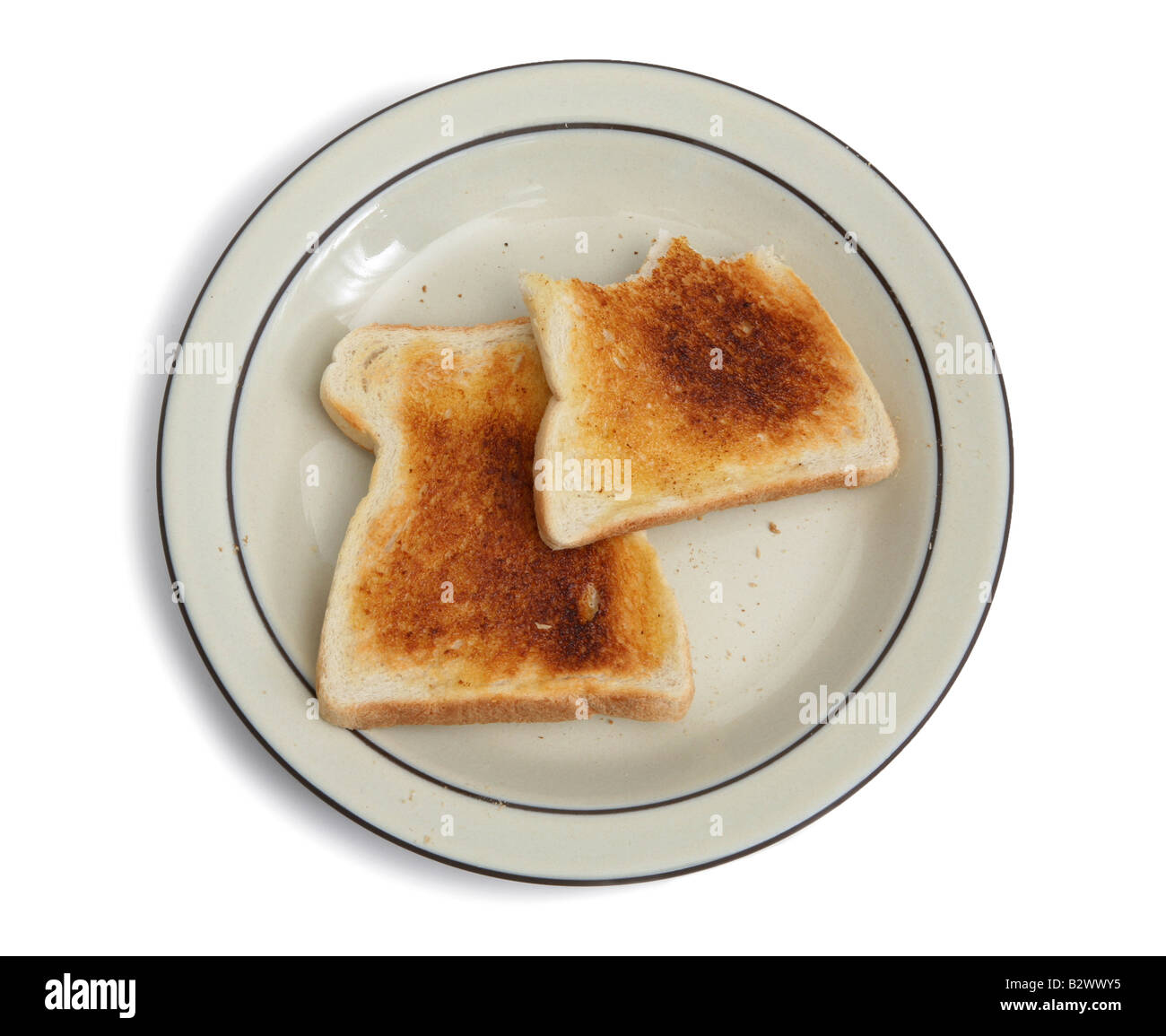 halb gegessen Toast auf Platte Stockfoto