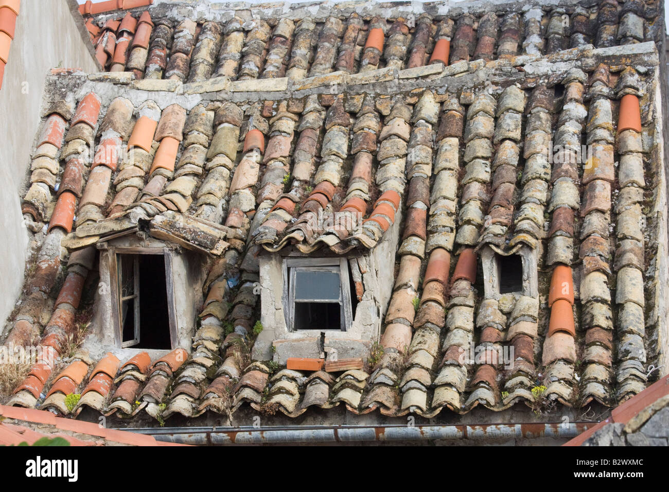 Alten Flachdachziegel Dach Dubrovnik Kroatien Stockfoto