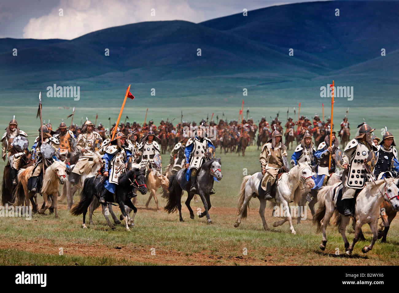 Dschingis Khans 800. Jubiläum Festival of Eurasia A re Inszenierung der Einigung der mongolischen Stämme Stockfoto