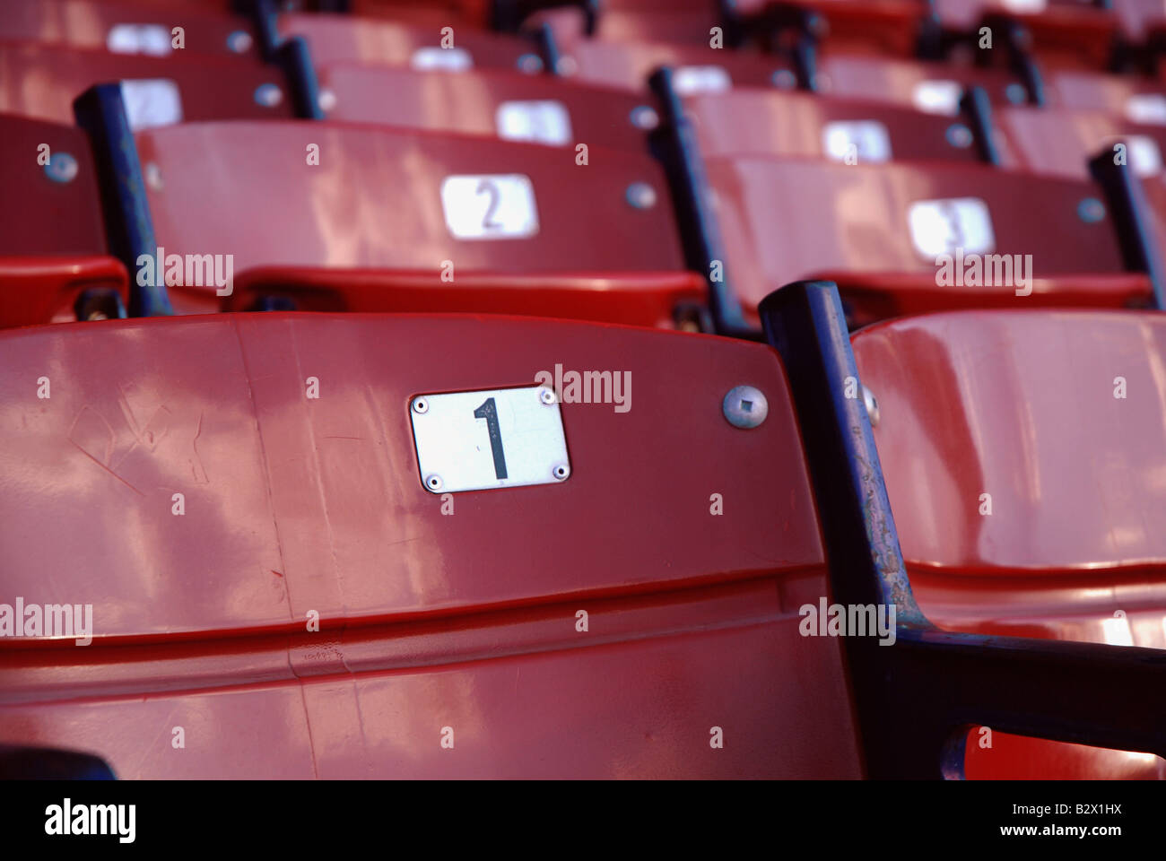 Sitze im Fenway Ballpark, Boston, Massachusetts Stockfoto