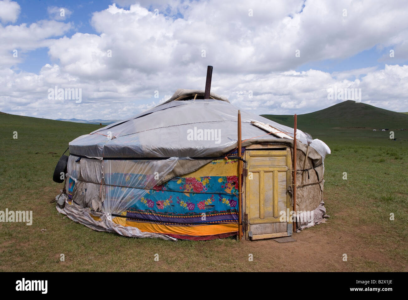 Eine traditionelle Ger - ein Zelt und Haus - in Filz und anderen Materialien abgedeckt Stockfoto
