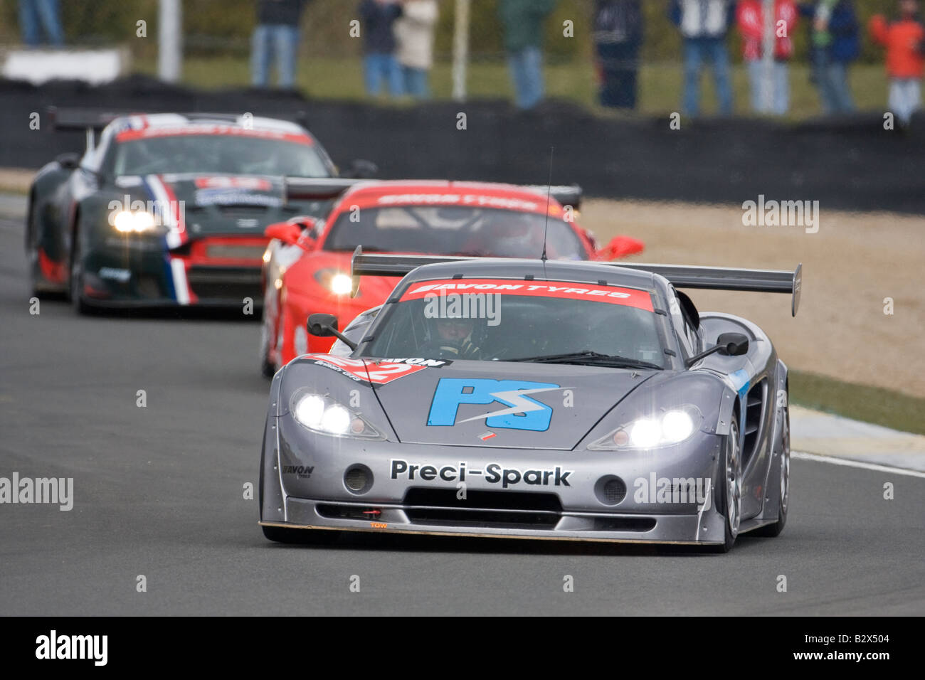 Ascari KZ1R Team Eurotech Preci Funken an Avon Reifen britische GT Meisterschaft 2008 Knockhill Fife Schottland Stockfoto