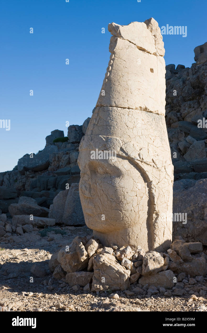 Alte geschnitzte Steinköpfe der Götter Nemrut Dagi Nemrut Dag auf dem Gipfel des Mount Nemrut UNESCO World Heritage Site Stockfoto