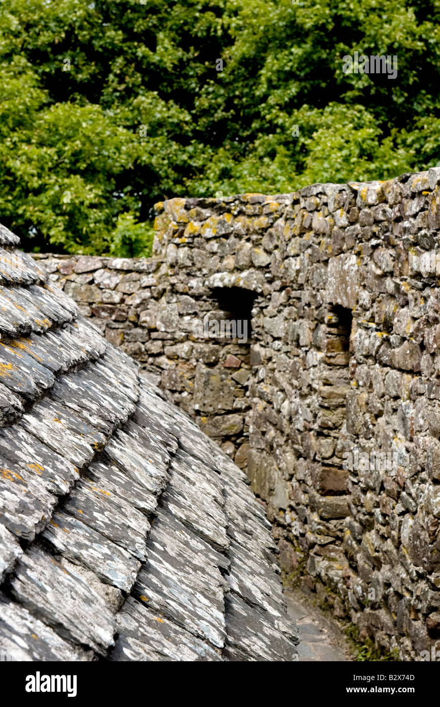 Stein-Dach in spie mittelalterliche Burg, Normandie, Frankreich Stockfoto