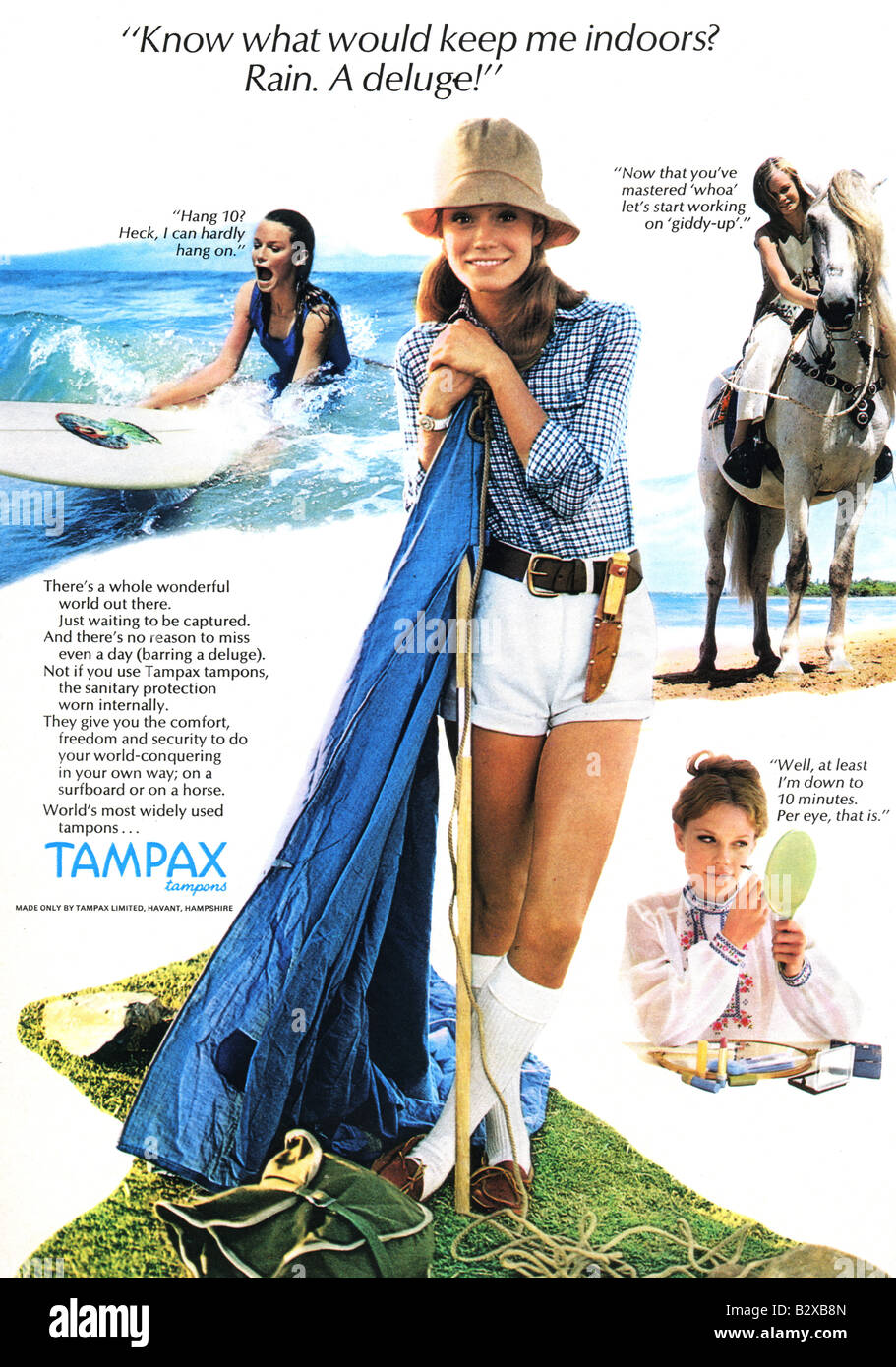 1971-Werbung für Tampax Tampons. NUR ZU REDAKTIONELLEN ZWECKEN  Stockfotografie - Alamy