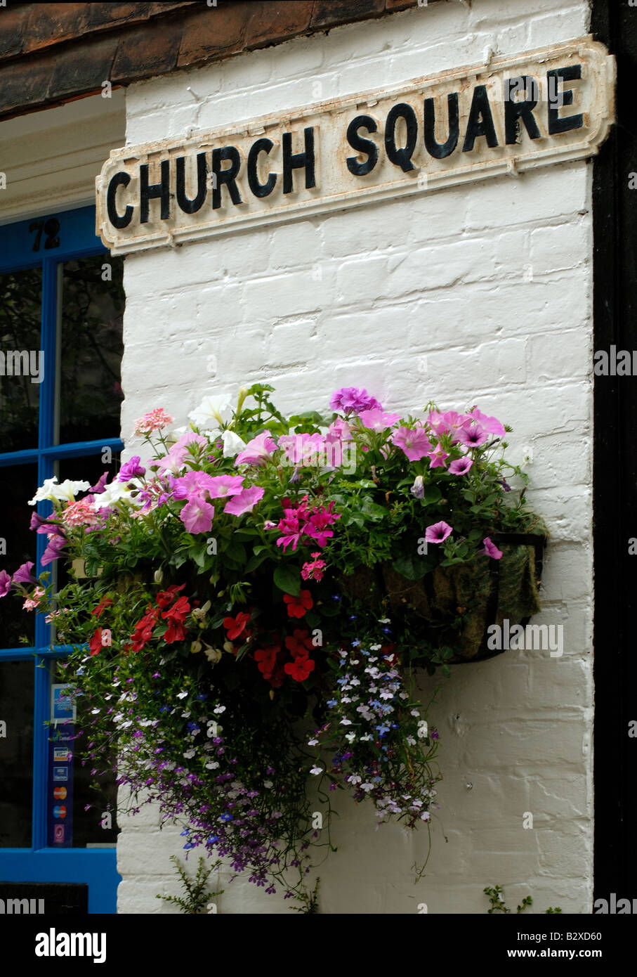 Church Square Street Zeichen, Roggen, East Sussex Stockfoto