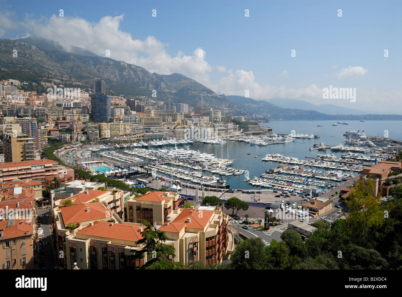 Aeiral Blick über den Hafen von Monaco Stockfoto