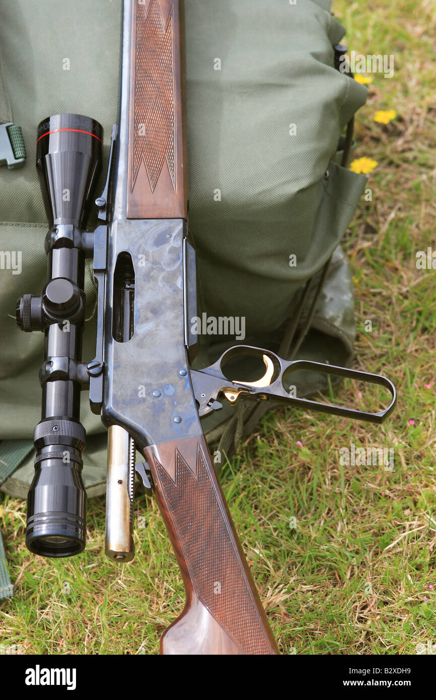 Browning BLR-Hebel-Aktion-Gewehr & Zielfernrohr. (Kaliber.308) Stockfoto