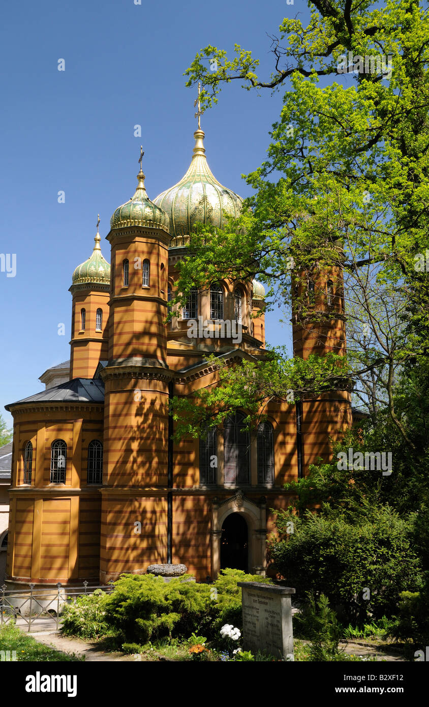 Russische orthodoxe Kapelle in historischen Friedhof Weimar, Weimar, Deutschland Stockfoto