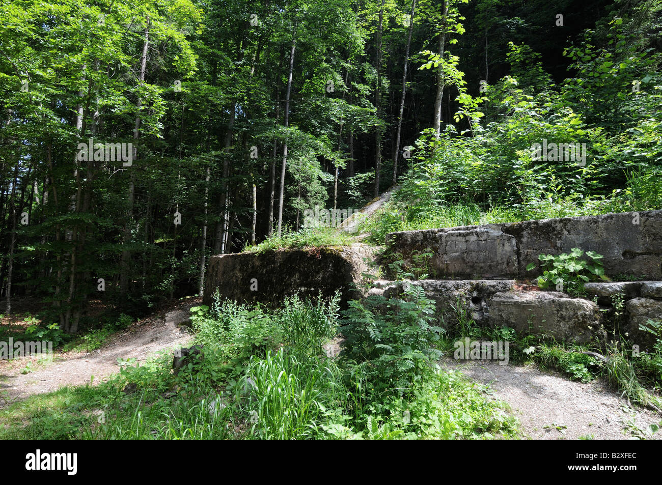 Ruinen von Hitlers Berghof Mountain Retreat, Obersalzberg, Bayern, Deutschland Stockfoto