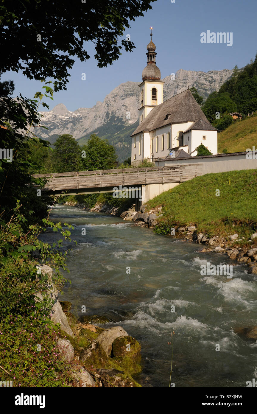 Kirche St. Sebastian in der Bayerischen Berg Dorf Ramsau Stockfoto