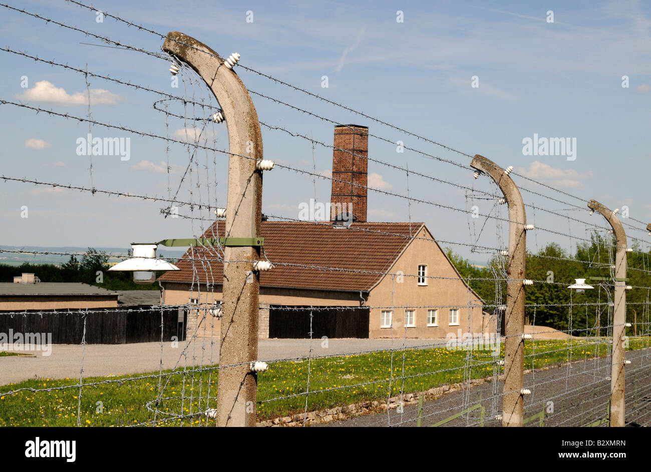 Zaun, Krematorium des KZ Buchenwald, Deutschland Stockfoto