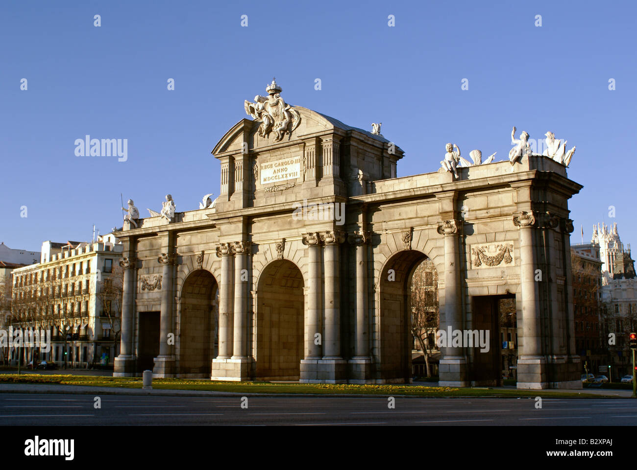 Puerta del Alcalá, Madrid, Spanien Stockfoto