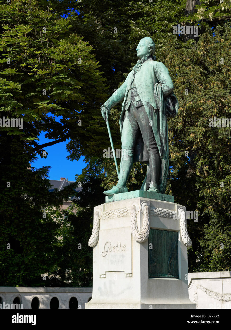 Straßburg, Johann Wolfgang Goethe Statue des Bildhauers Ernst Waegener 1904, Neustadt, Elsass, Frankreich, Europa, Stockfoto