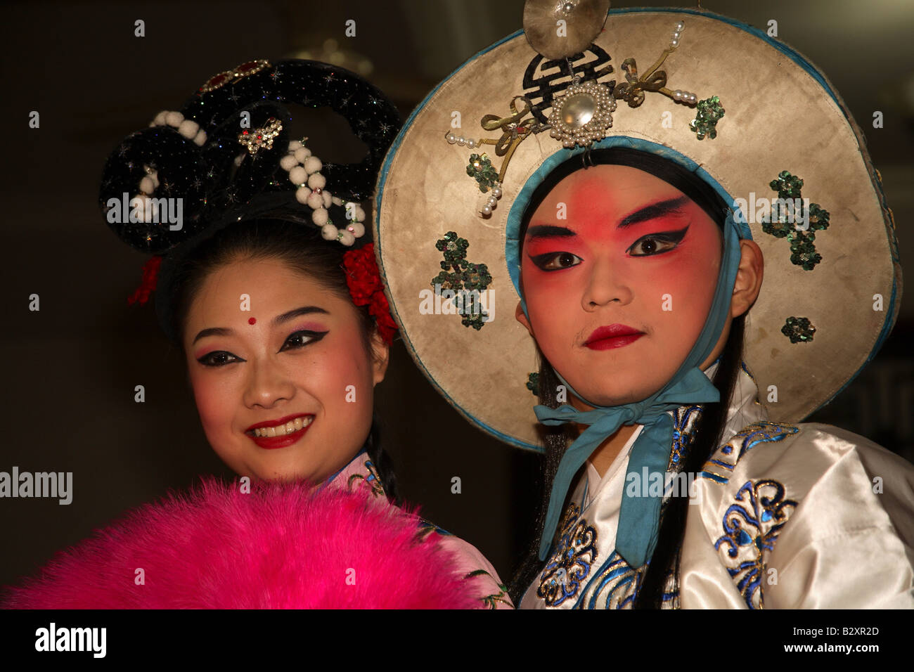 zwei Künstler der chinesischen Oper in Chengdu, Sichuan Stockfoto