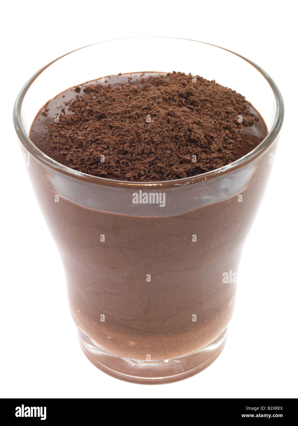Glas von Schokoladenmousse Stockfoto