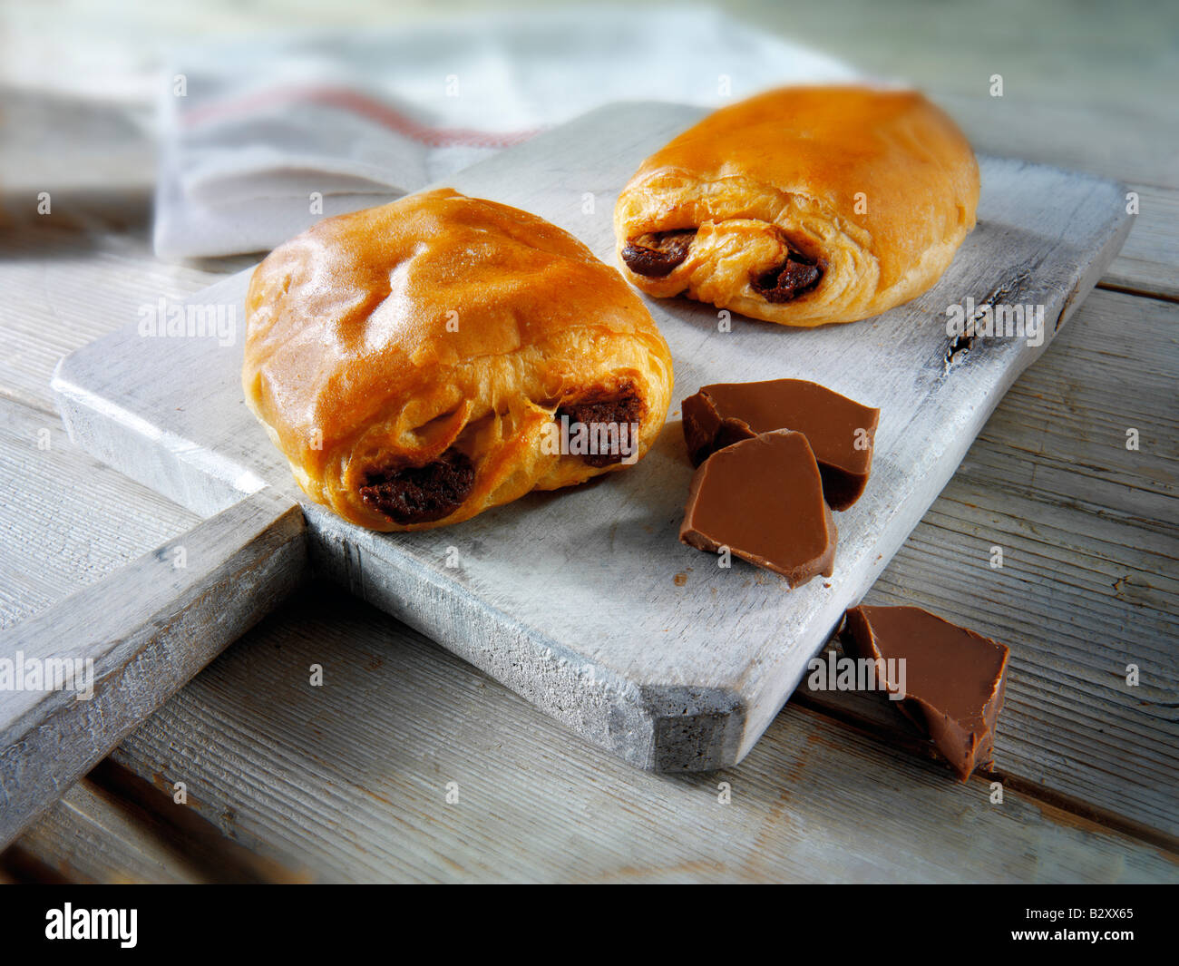 Alle Schokolade butter Croissants - Pain au Chocolat Stockfoto