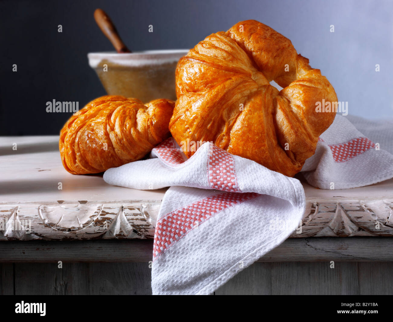 Alle traditionelle französische butter Croissants Stockfoto