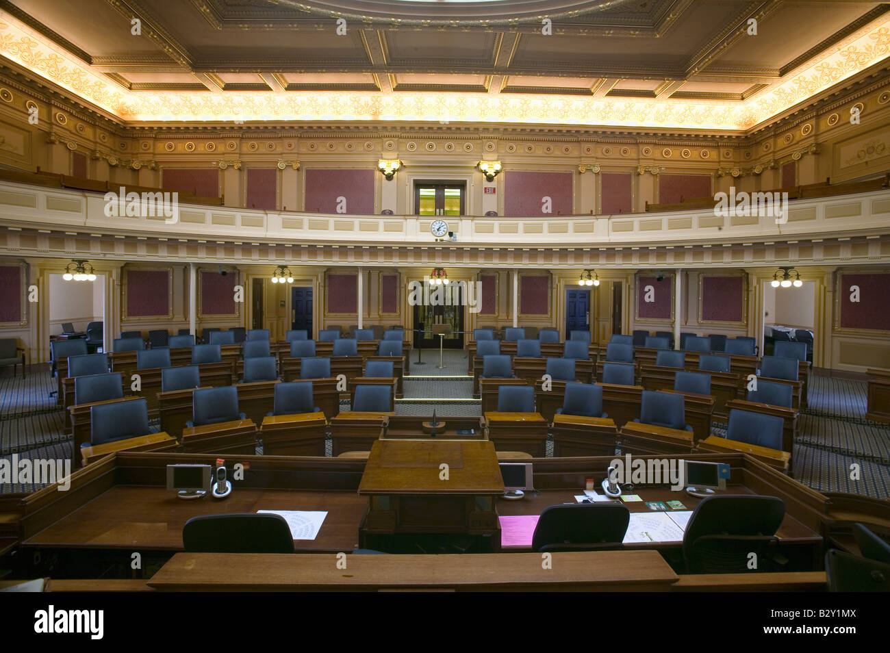 Leere Sitze des House Of Representatives Chamber, restaurierte VA State Capitol, Richmond VA Stockfoto
