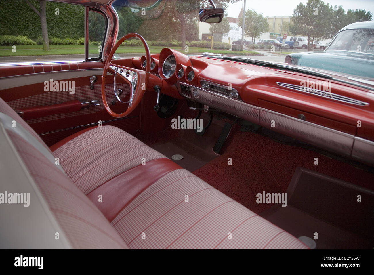 Innenraum Des Jahres 1960 Restauriert Roten Chevy Impala