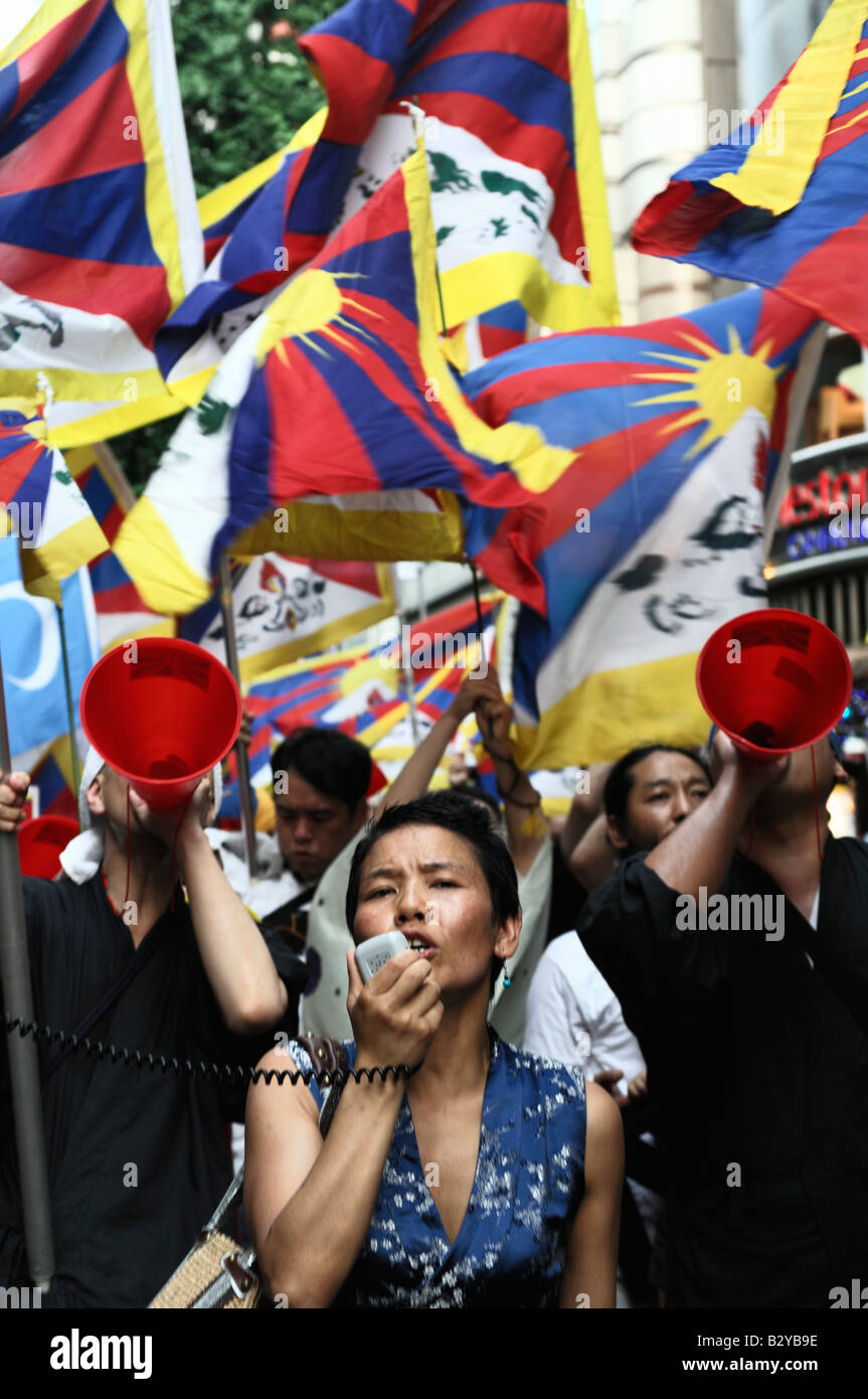 Free Tibet-Proteste in Tokio, 9. August 2008 Stockfoto
