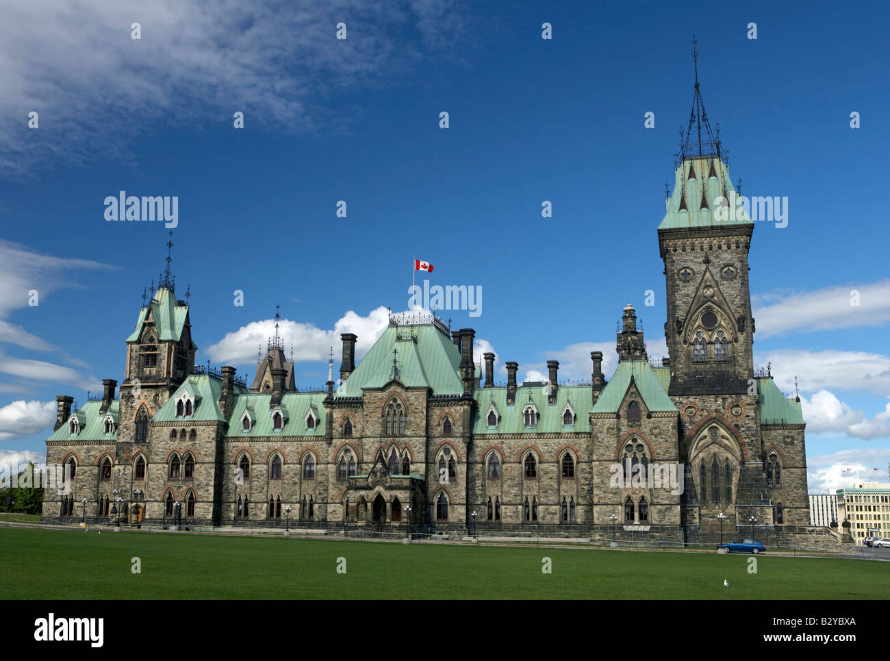Ostblock des Gebäudeensembles auf dem Parliament Hill, Ottawa, Kanada Stockfoto