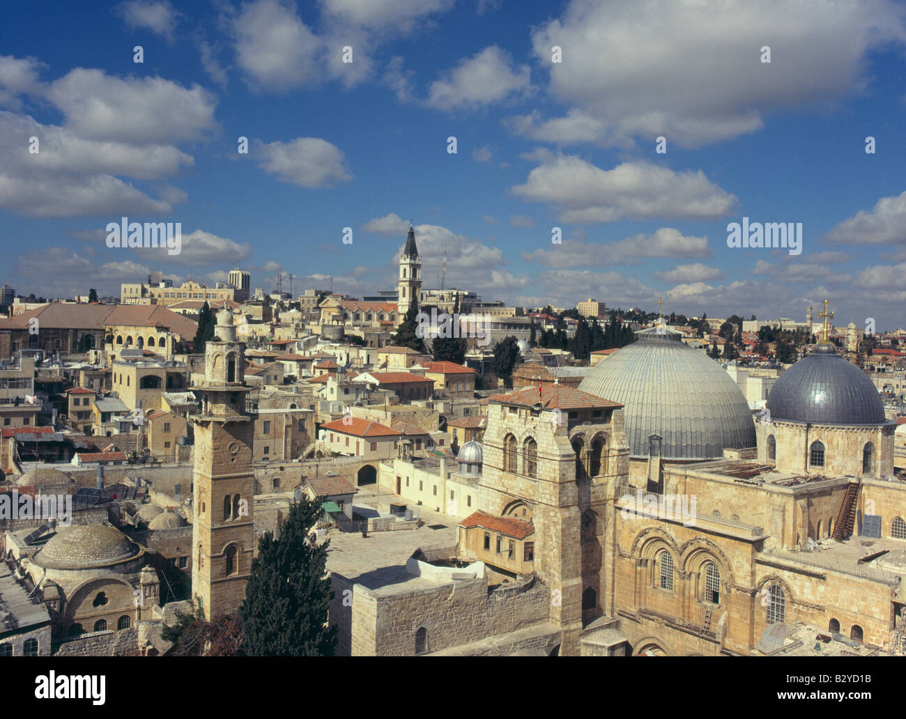 Israel Gesangswettbewerb alte Stadtansicht von oben der Grabeskirche mit alten Dächer der Stadt Stockfoto