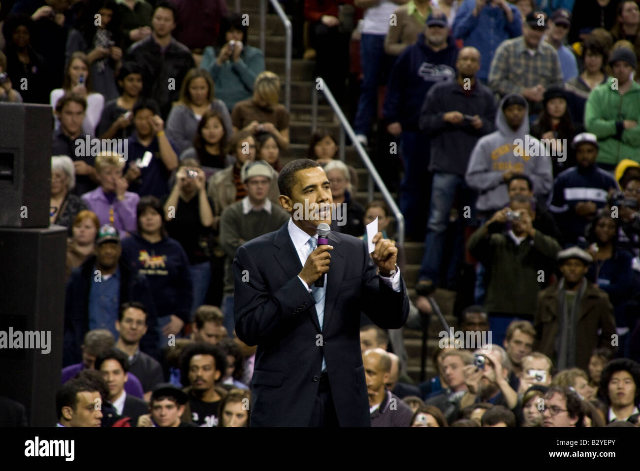 Presidential hoffnungsvollen Barack Obama besucht Seattle. Stockfoto