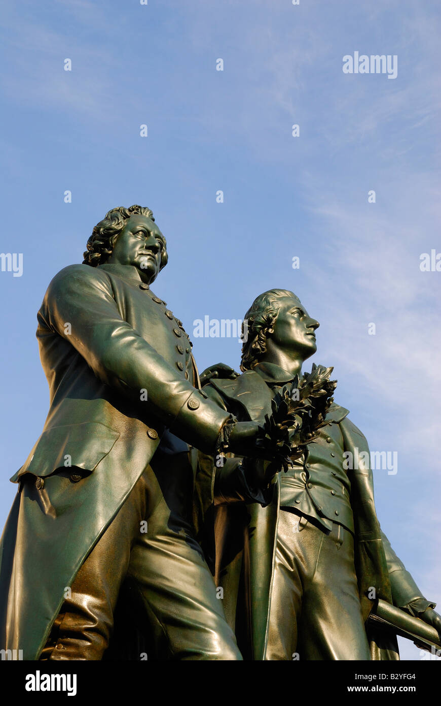 Statuen der deutsche Dichter Goethe und Schiller Weimar Stockfoto