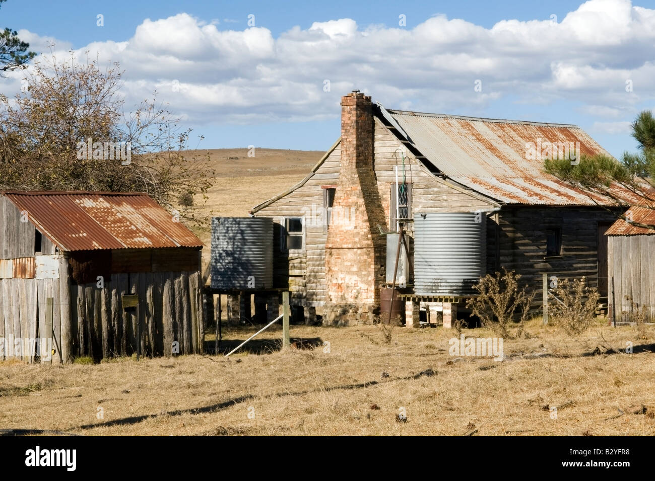 Historische kleine Bauernhof Siedler Hütte, Walcha, NSW, Australien Stockfoto