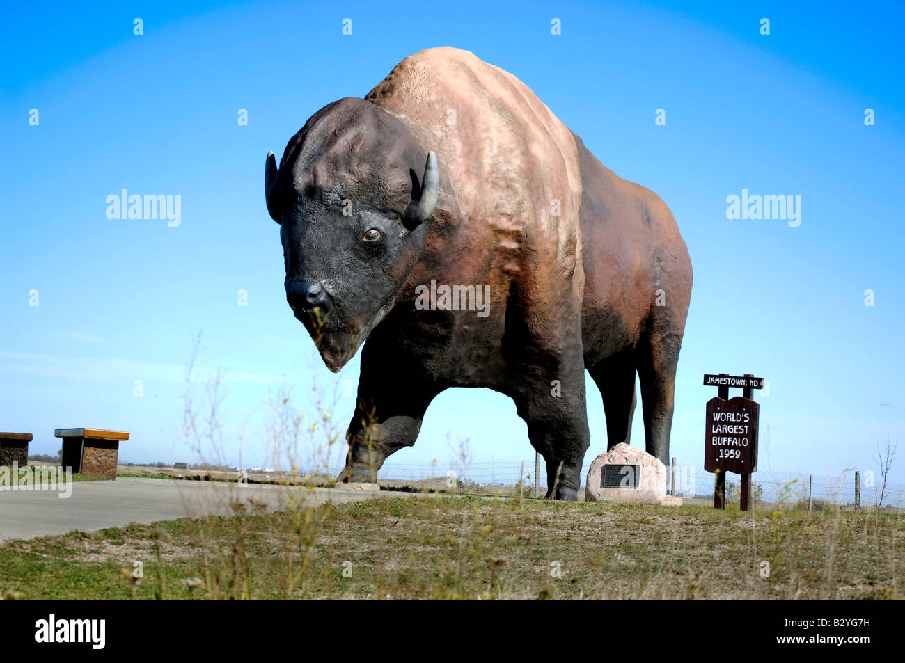 Weltweit größte Buffalo Denkmal an der Frontier-Dorf in der Nähe von Jamestown North Dakota Stockfoto