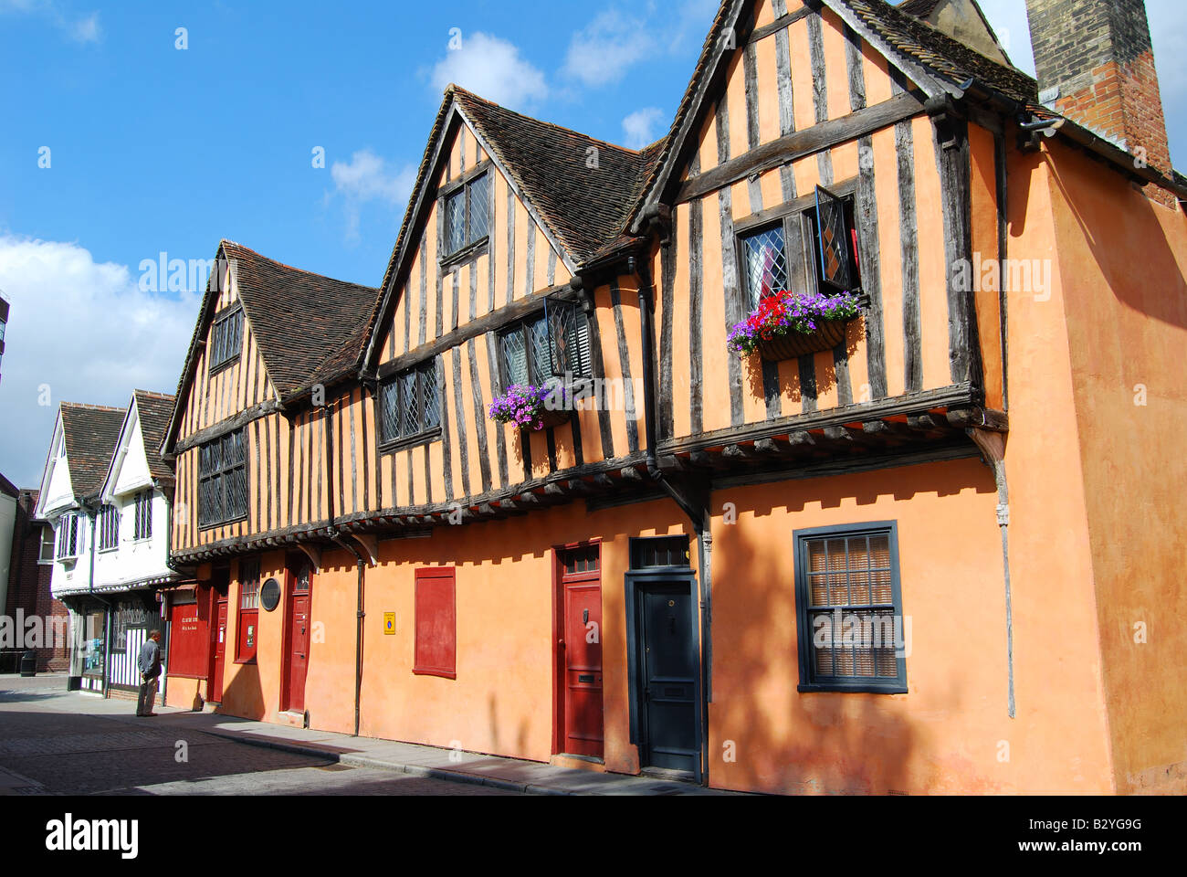 Altes Fachwerk-Häuser, Silent Street, Ipswich, Suffolk, England, Vereinigtes Königreich Stockfoto