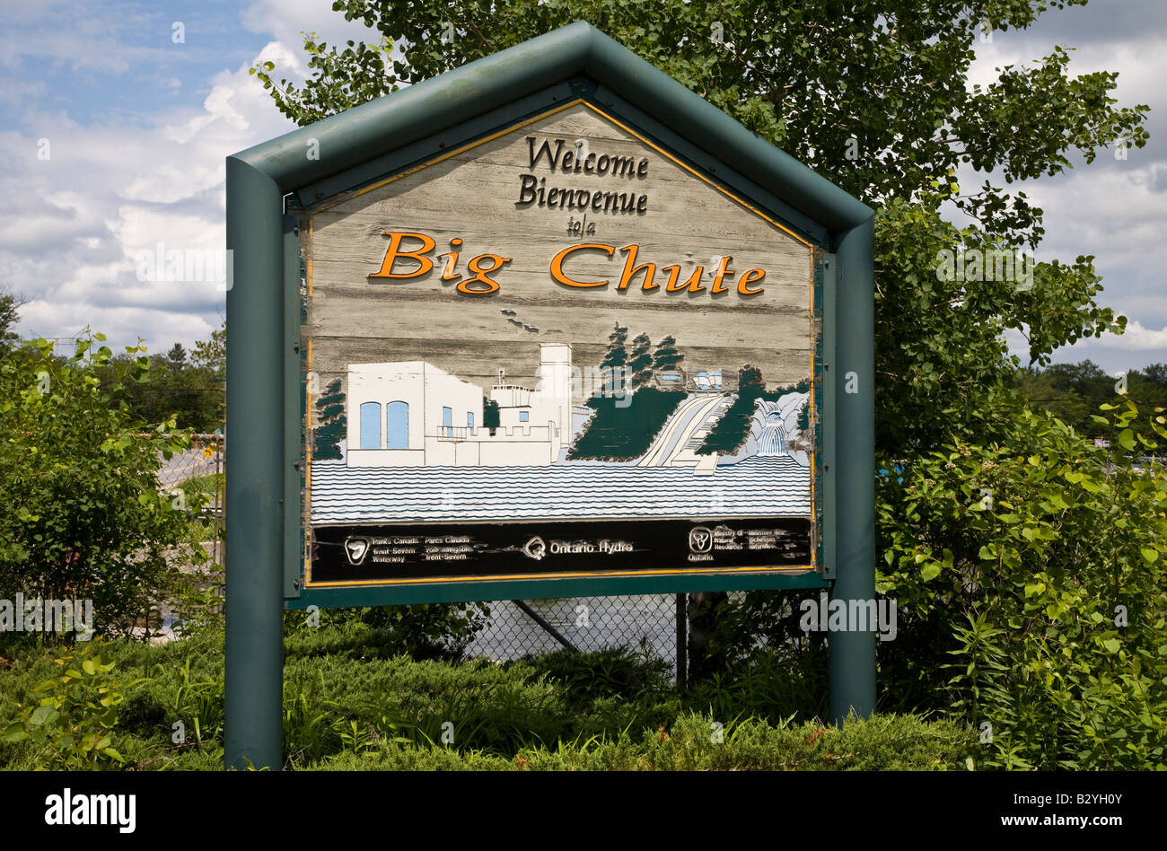 Besucher willkommen Board bei Big Rutsche, Ontario, Kanada. Stockfoto