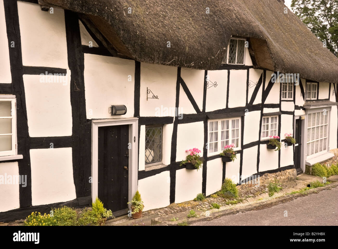 Reetdachhaus in Wherwell Hampshire Stockfoto