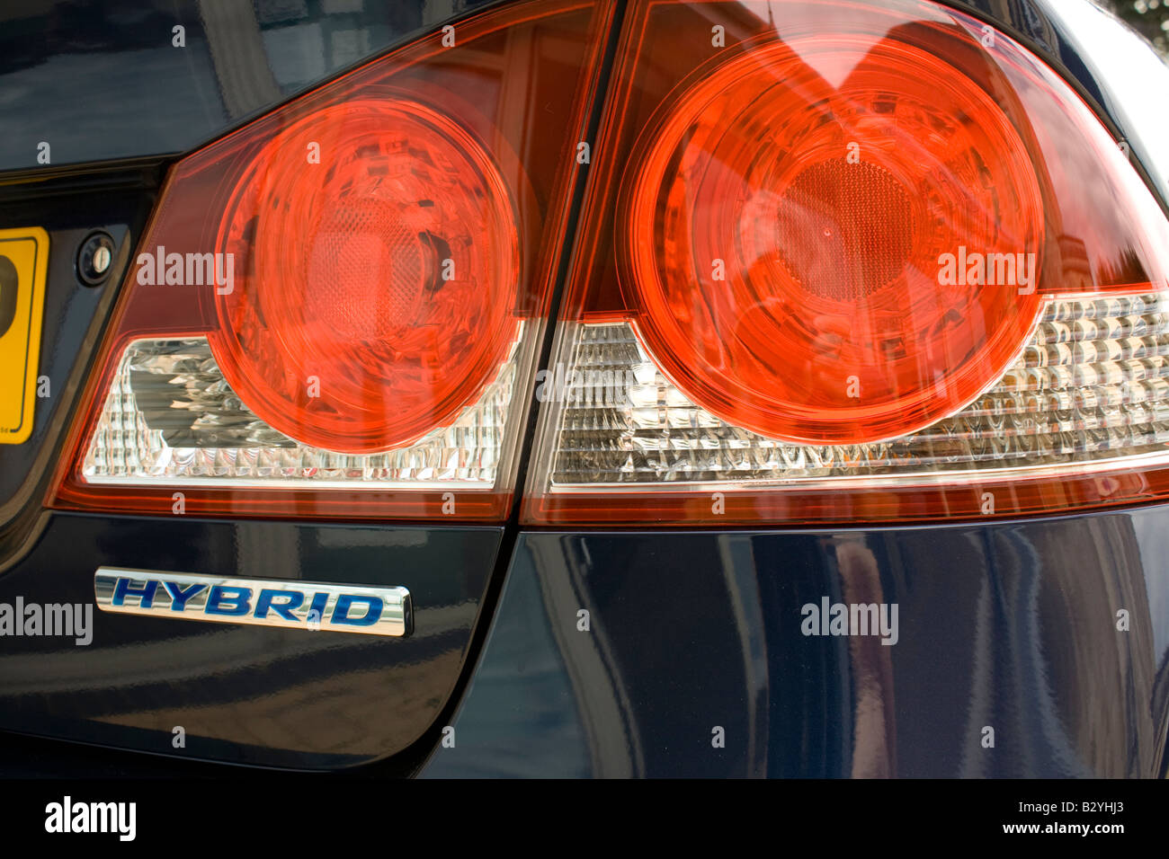 Hybrid-Logo hinten Honda Civic 1 4 IMA ES dual-Fuel Benzin Elektro-Auto UK Stockfoto