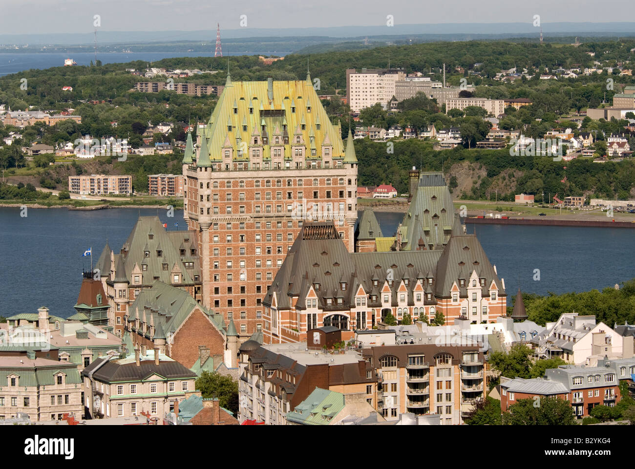 Aerial Quebec City Sommer Skyline St.-Lorenz-Strom kanadischen Touristenziel historischen Bezirk Altstadt von quebec Stockfoto