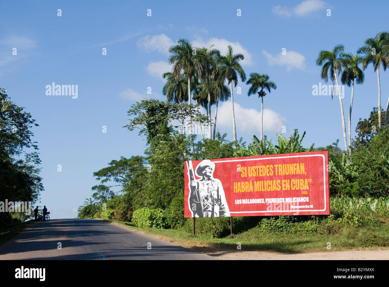 Sozialistischen Plakatwand mit politischer Propaganda in der Landschaft von Viñales Kuba Stockfoto