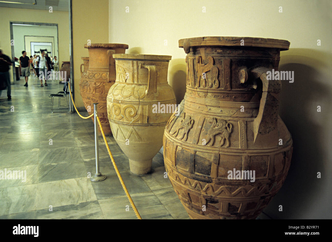 Urnen aus antiken griechischen Zivilisationen, Museum Heraklion, Kreta, Griechenland Stockfoto