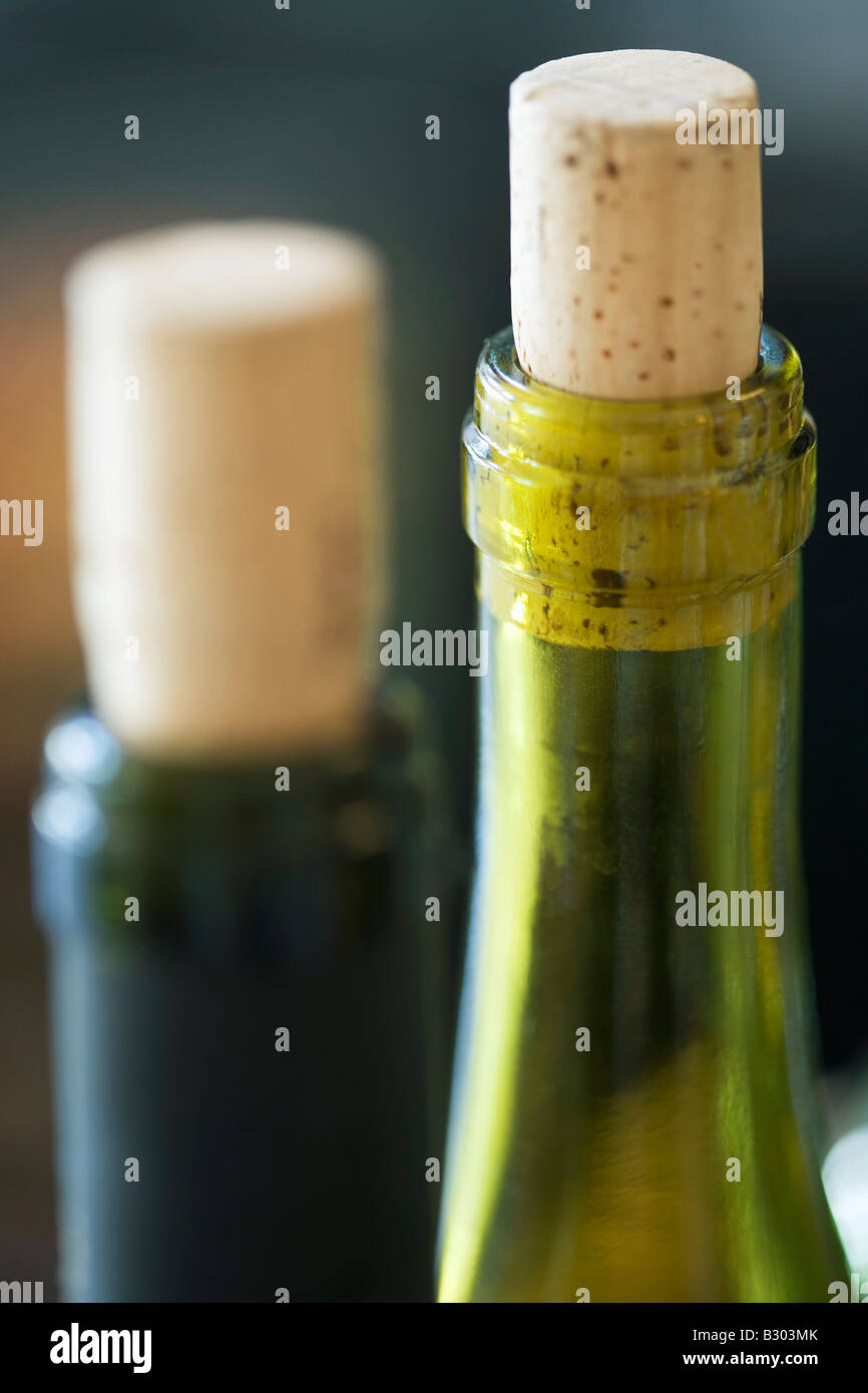 Weinflaschen mit Korken Stockfoto