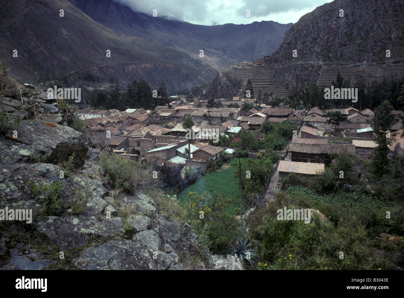 Inka Stadt von Ollantaytambo Cuzco Abteilung Peru Stockfoto