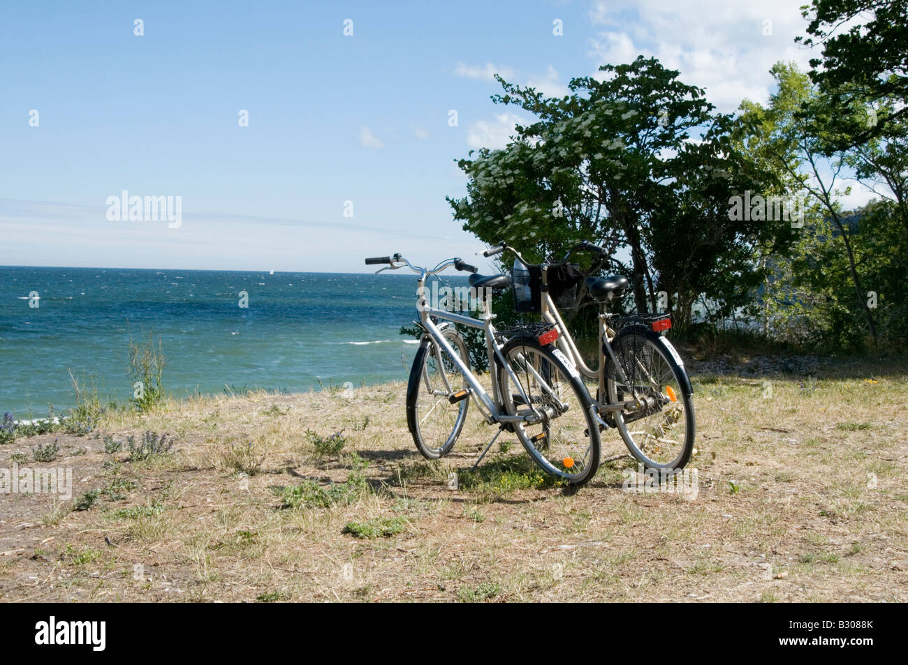 Fahrradverleih-Zyklus Fortbewegung auf Gotland Schweden schwedische Insel Resort Urlaub Urlaub Urlaub Sommer Stockfoto