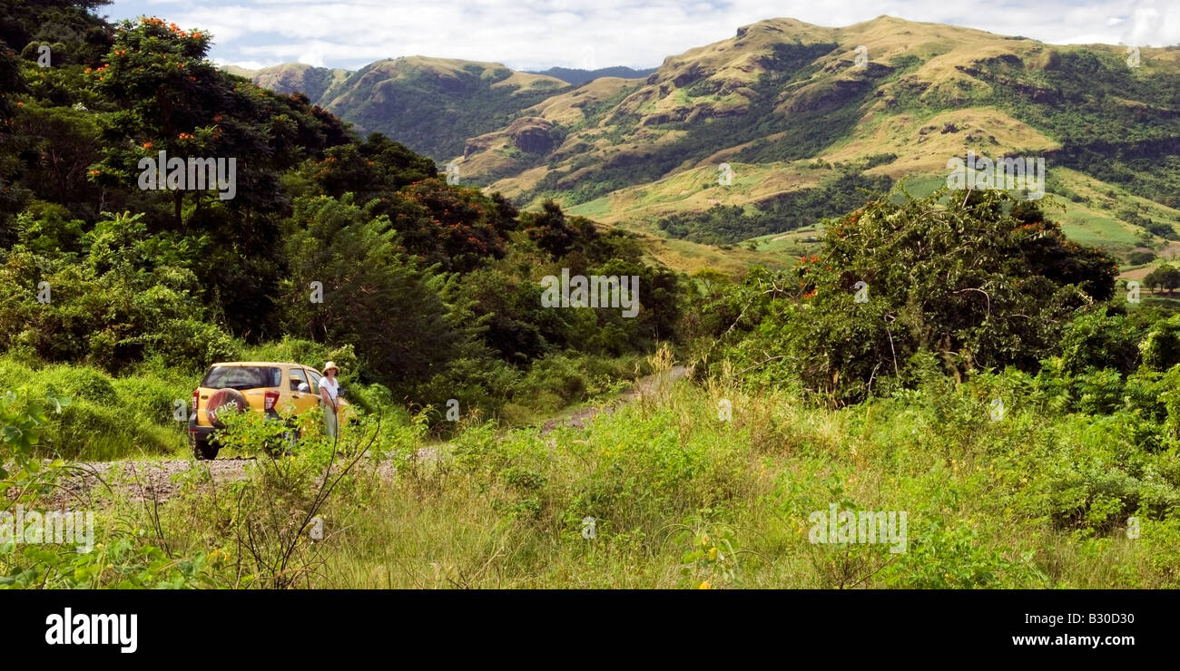 Weg zum Navala Dorf, Viti Levu, Fidschi-Inseln Stockfoto