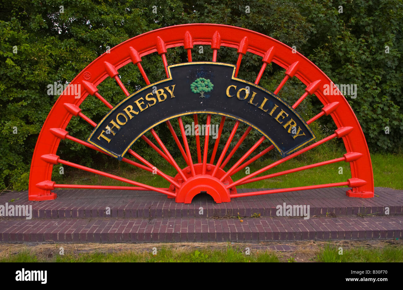 Grube Rad am Eingang zu Thoresby Zeche in der Nähe von Dorf von Edwinstowe Nottinghamshire England UK EU Stockfoto