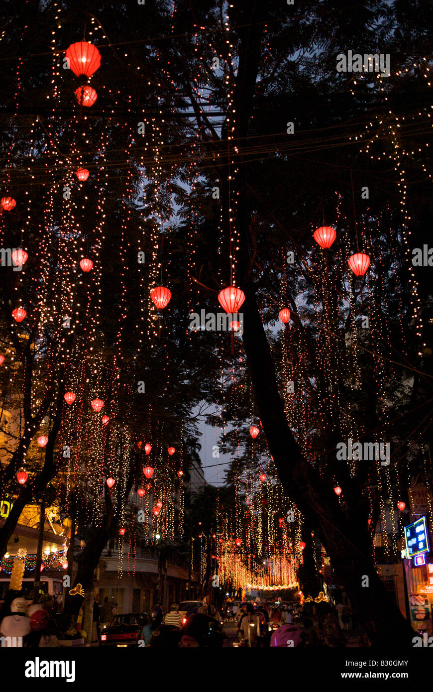 Straße Dekorationen Tet Festival Saigon Vietnam Stockfoto