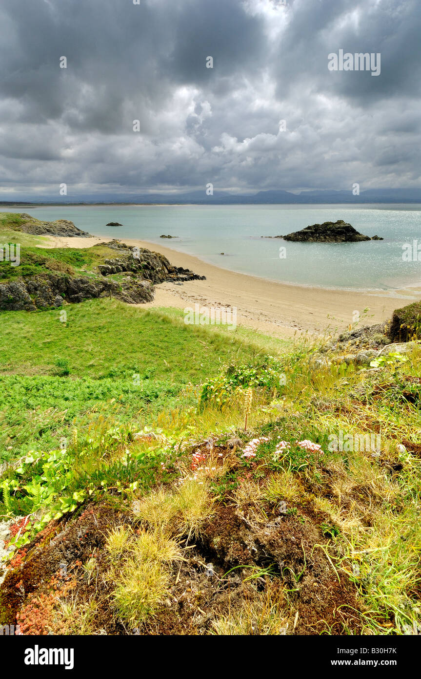 Porth Y Clochydd auf Llanddwyn Insel vor der Küste von Anglesey in Newborough Warren Stockfoto