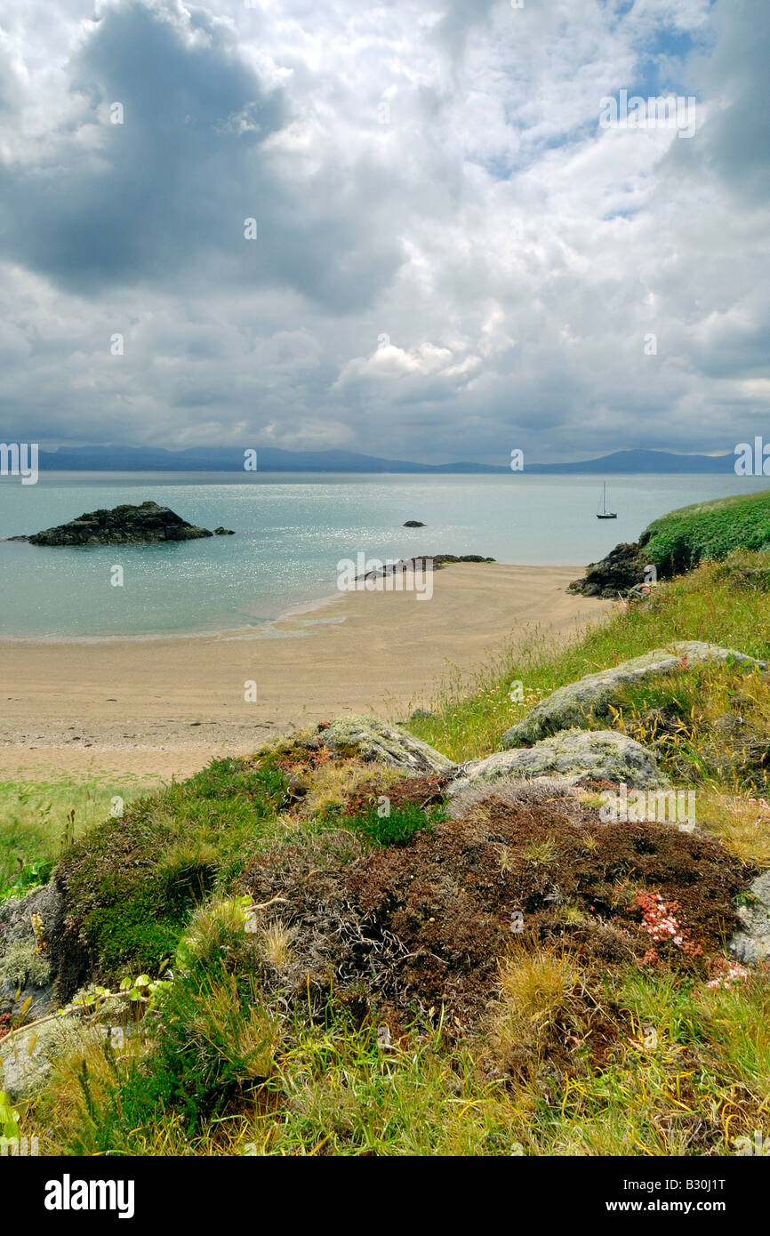 Porth Y Clochydd auf Llanddwyn Insel vor der Küste von Anglesey in Newborough Warren Stockfoto