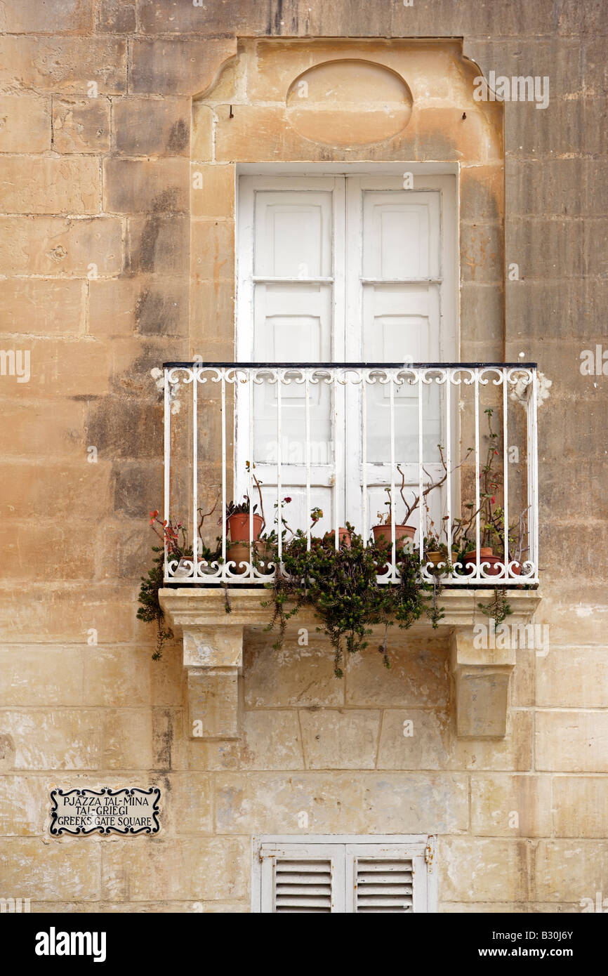 Griechen Gate Square Schilder, Mdina, Malta Stockfoto